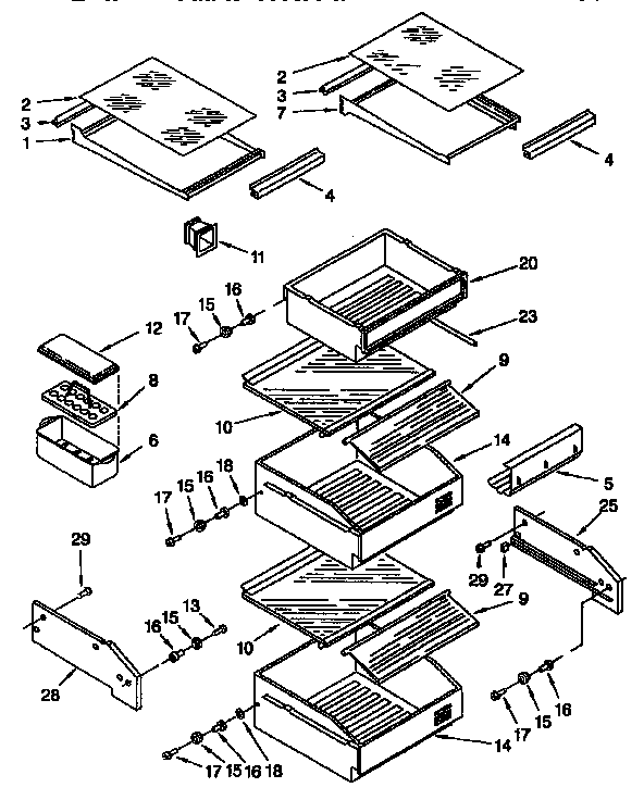 Thermador TSS48QBW00 refrigerator shelf diagram