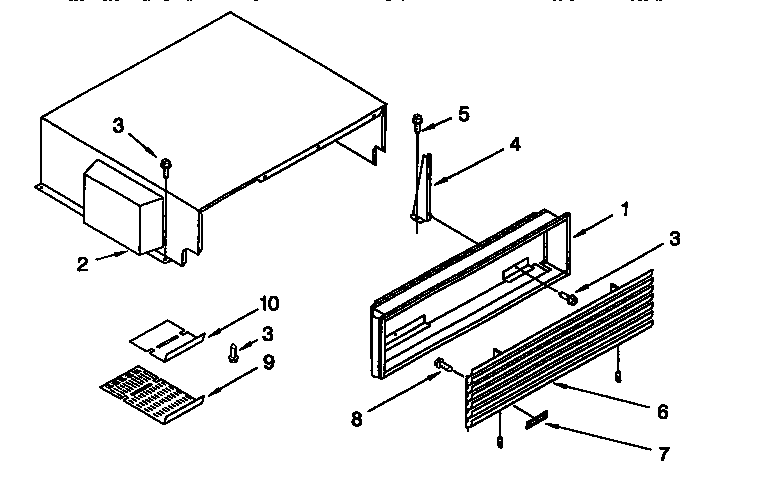 Thermador TSS48QBW00 top grille and unit cover diagram