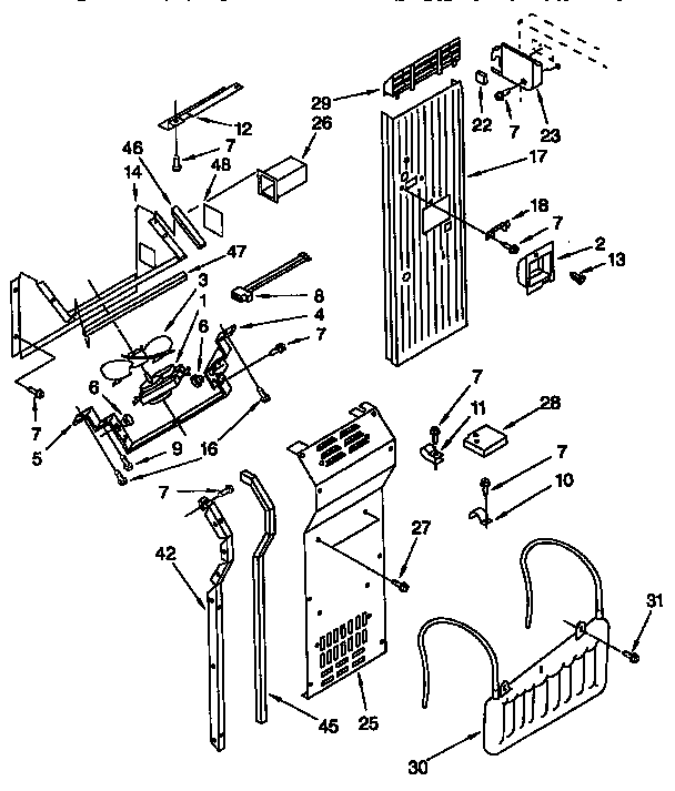 Thermador TSS48QBW00 air flow and reservoir diagram