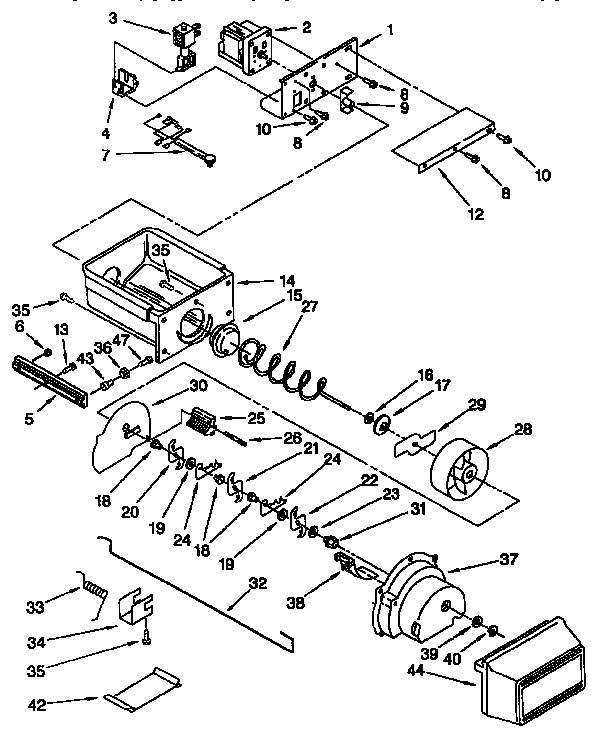Thermador TSS48QBW00 motor and ice container diagram