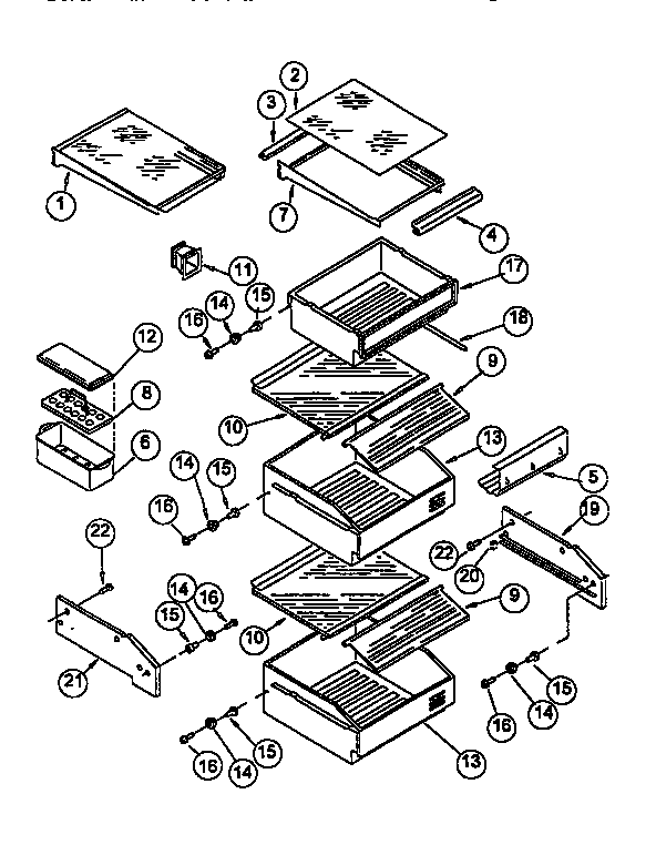 Viking Range VCSB480 refrigerator shelf diagram
