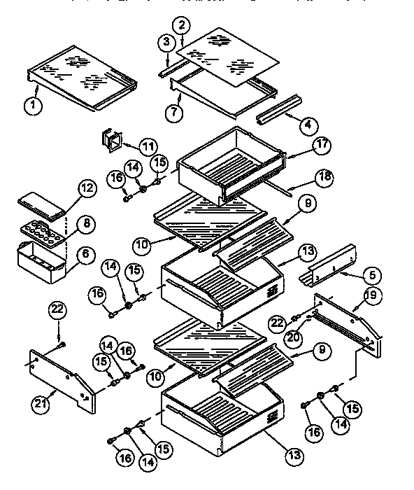 Viking Range VCSB420 refrigerator shelf diagram