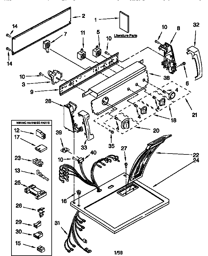 Kenmore 11076812694 top and console diagram
