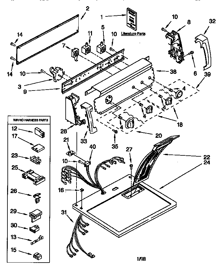 Kenmore 11076824694 top and console diagram