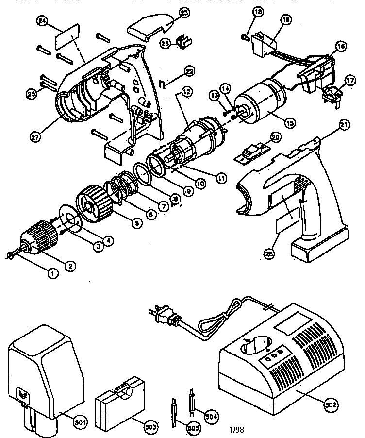 Ryobi CD145K 14.4v cordless drill diagram