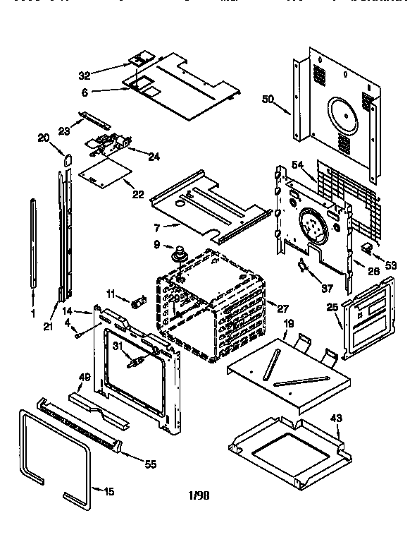 Whirlpool GBS307PDB0 oven diagram