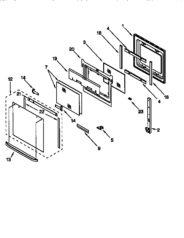 Whirlpool GBS307PDB0 oven door diagram
