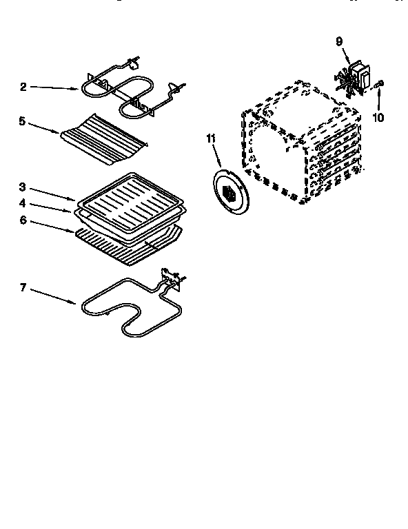 Whirlpool GBS307PDB0 internal oven diagram