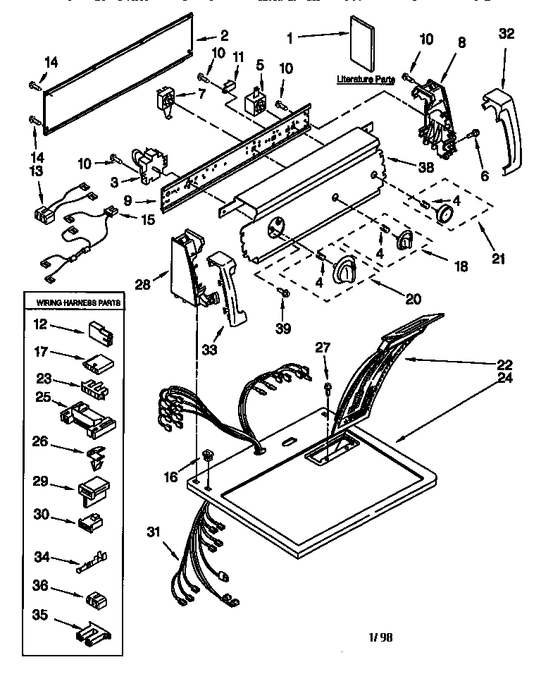 Kenmore 11076722694 top and console diagram