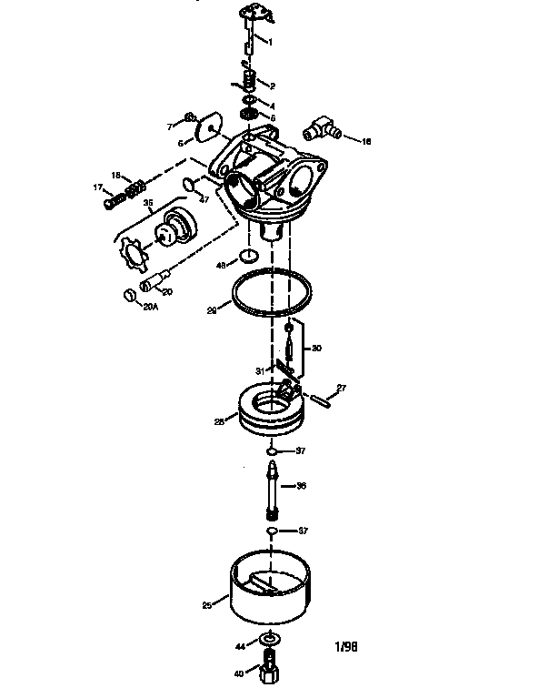 Lawn-Boy 10335-9900001 AND UP carburetor no. 640119 diagram
