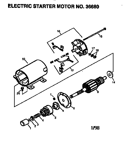 Craftsman C950-60901-0 electric starter motor no. 36680 diagram