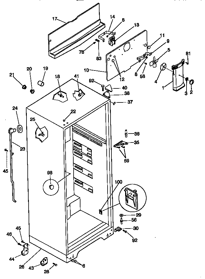 Kenmore 25338644890 cabinet parts diagram
