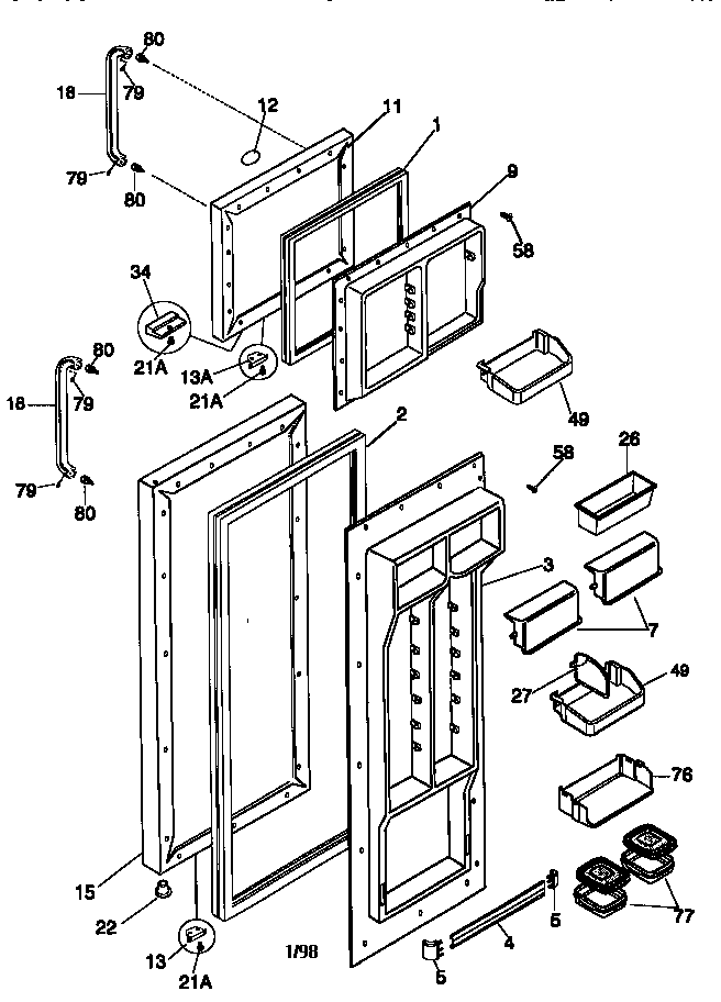 Frigidaire FRT22TSEK1 door diagram