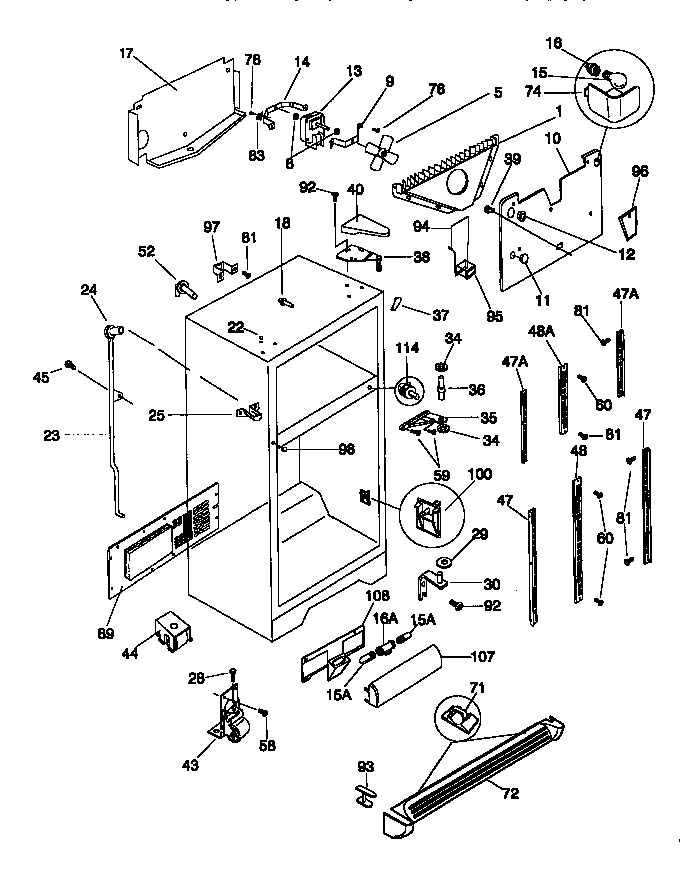Frigidaire FRT22TSEK1 cabinet diagram