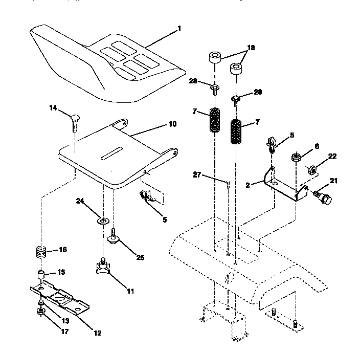 Craftsman 917258694 seat assembly diagram
