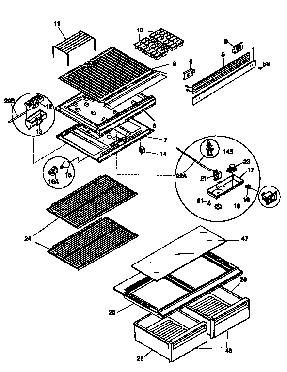 Kenmore 25379807890 shelves and accessories diagram