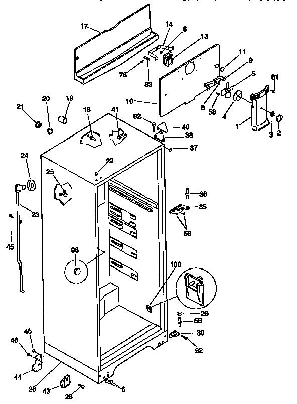 Kenmore 25338677890 cabinet parts diagram