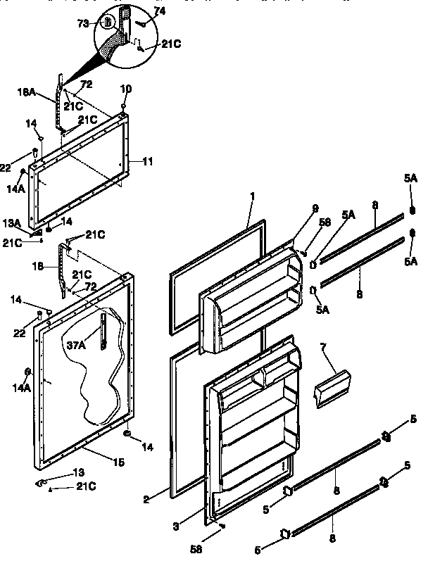 Kenmore 25369800890 doors diagram