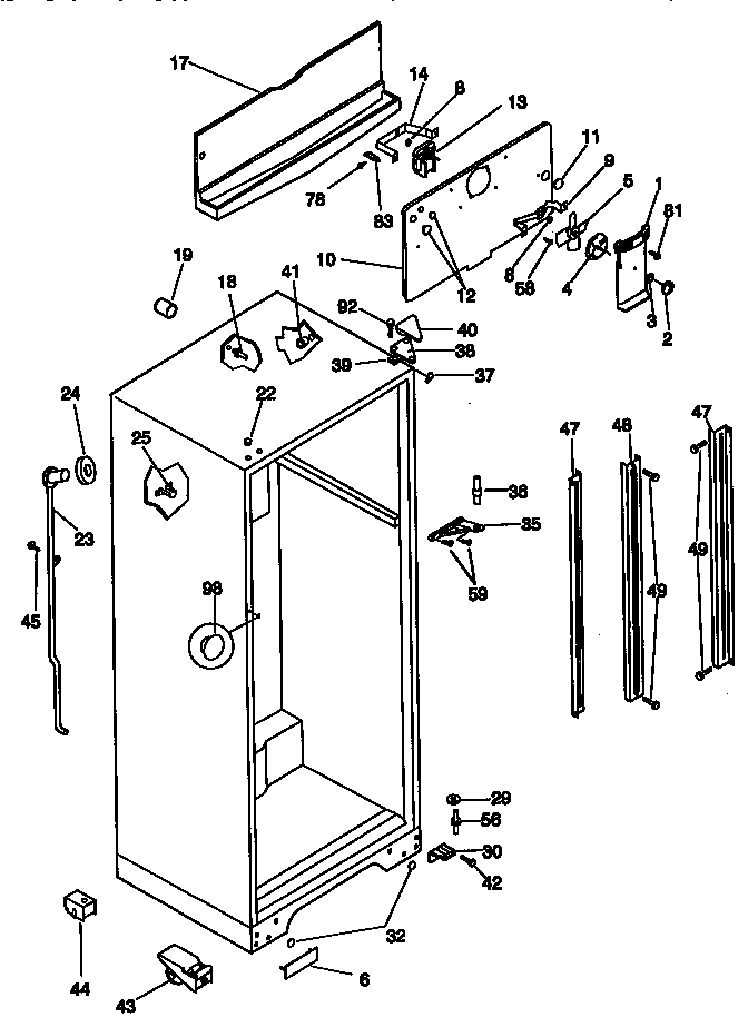 Kenmore 25337847890 cabinet parts diagram