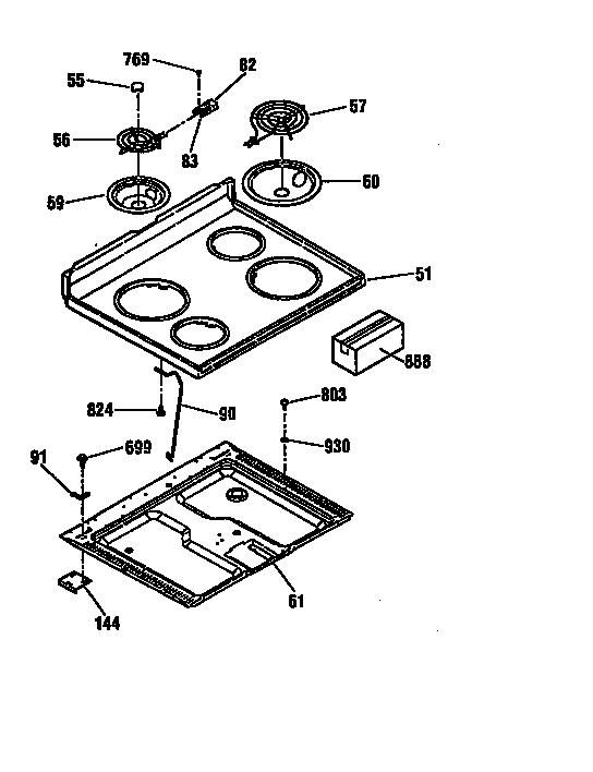 Kenmore 91163271790 maintop section diagram