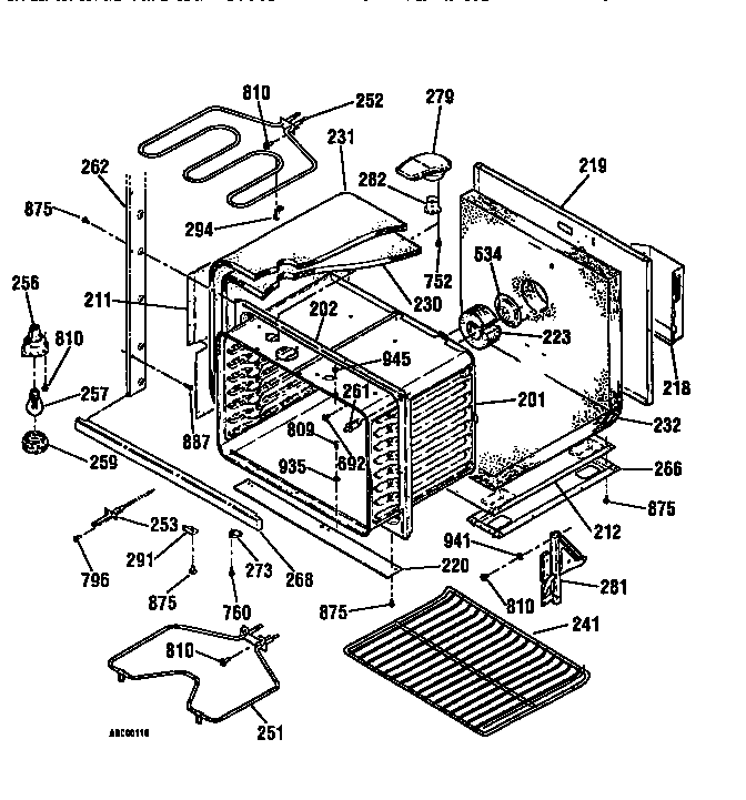 Kenmore 91141169791 body section diagram