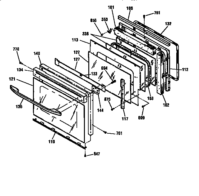 Kenmore 91141169791 door section diagram