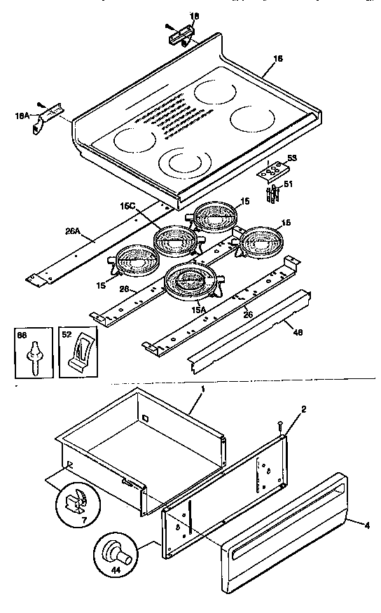 Kenmore 79095738890 top/drawer diagram
