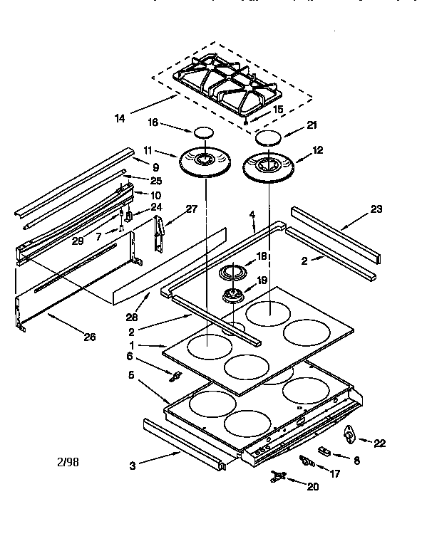 KitchenAid KGRT500FWH1 cooktop diagram