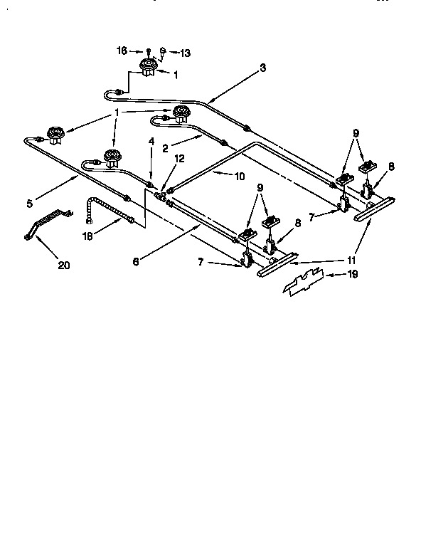 KitchenAid KGRT500FWH1 cooktop burner diagram