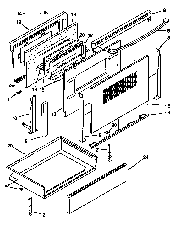 KitchenAid KGRT500FWH1 door and drawer diagram