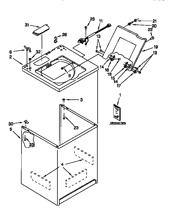 Kenmore 11028974890 top and cabinet diagram
