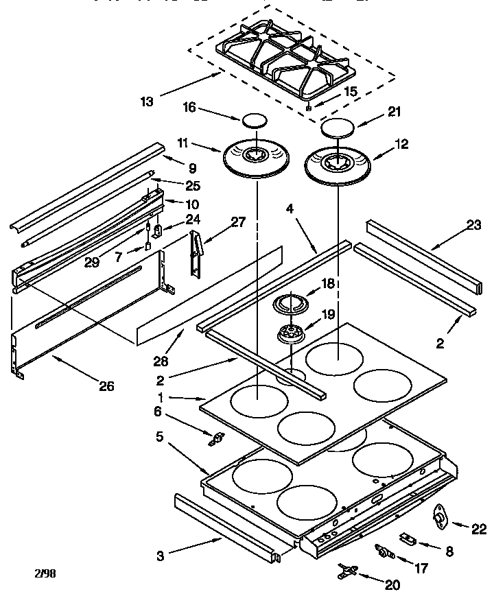 KitchenAid KGRT507FWH1 cooktop diagram