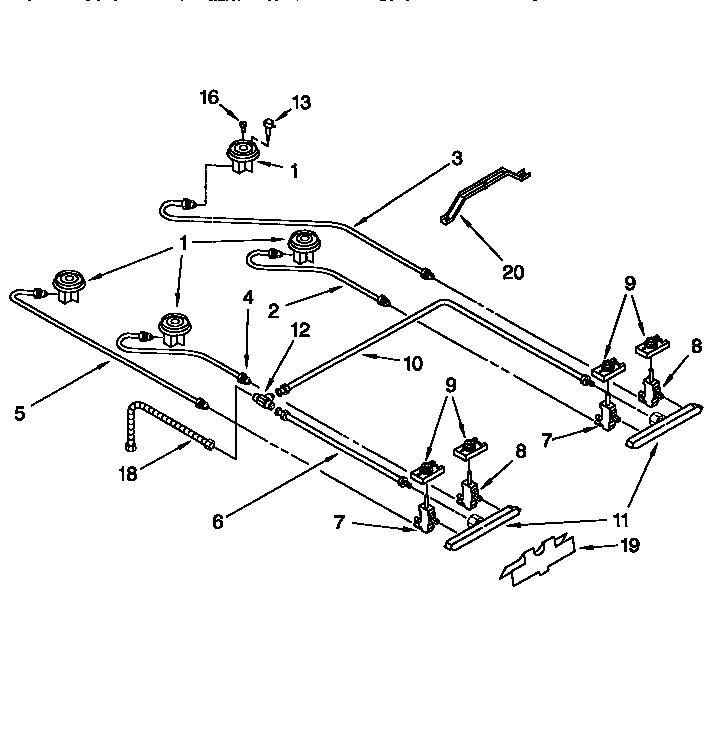 KitchenAid KGRT507FWH1 cooktop burner diagram