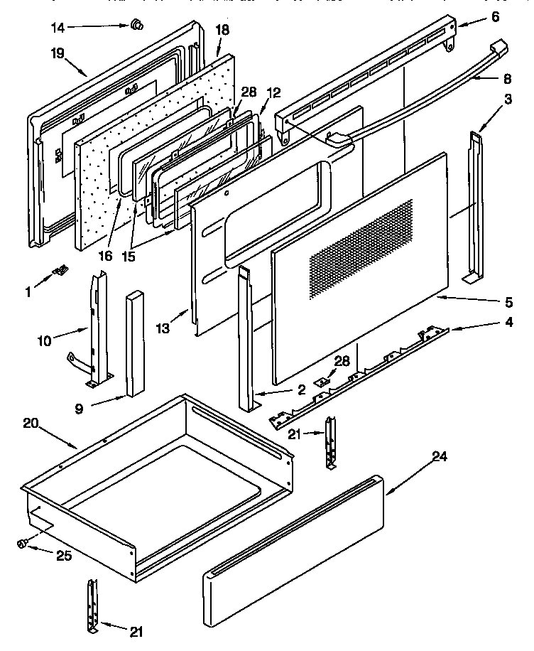 KitchenAid KGRT507FWH1 door and drawer diagram