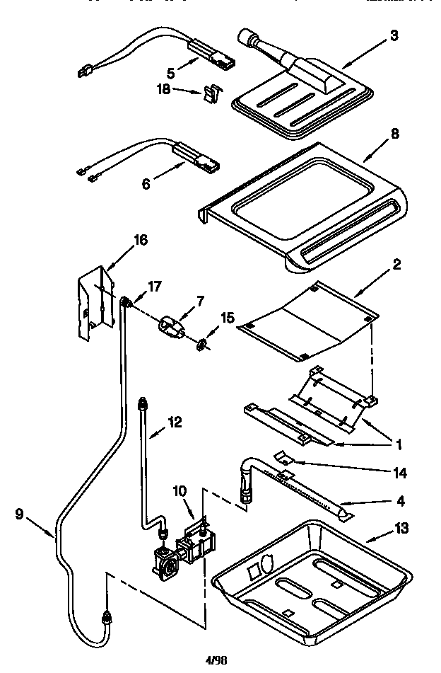 KitchenAid KGRT507FWH1 broiler & oven burner diagram