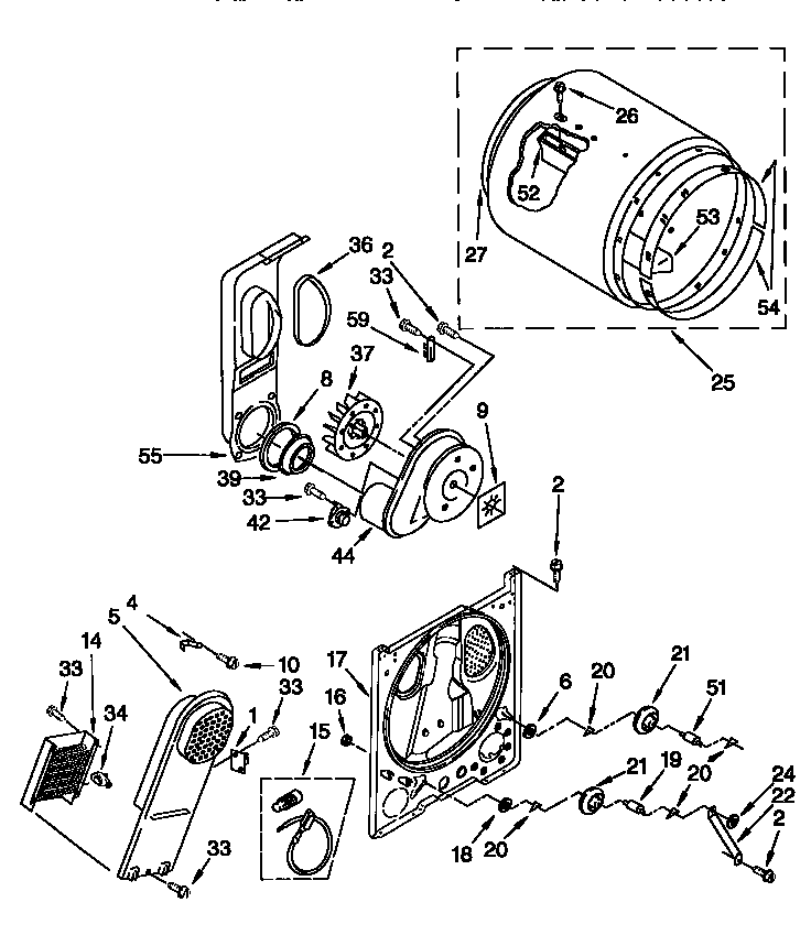 Kenmore 11068702894 drum and heater diagram