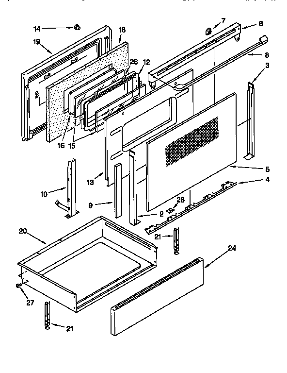 KitchenAid KERC507EAL3 door and drawer diagram