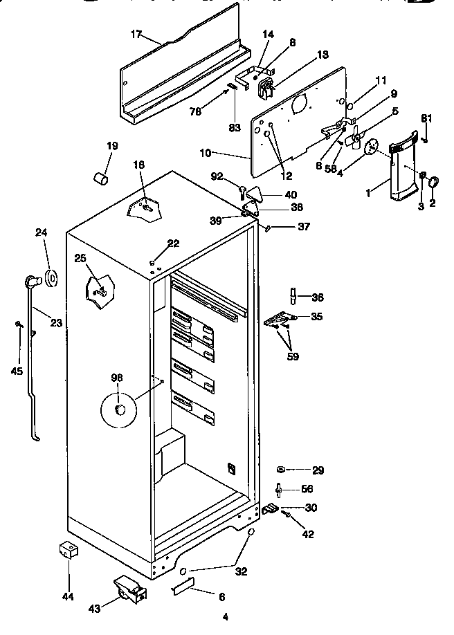 Kenmore 25336809891 cabinet parts diagram