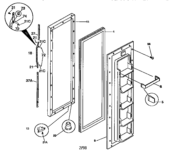 Kenmore 25348027890 freezer door diagram