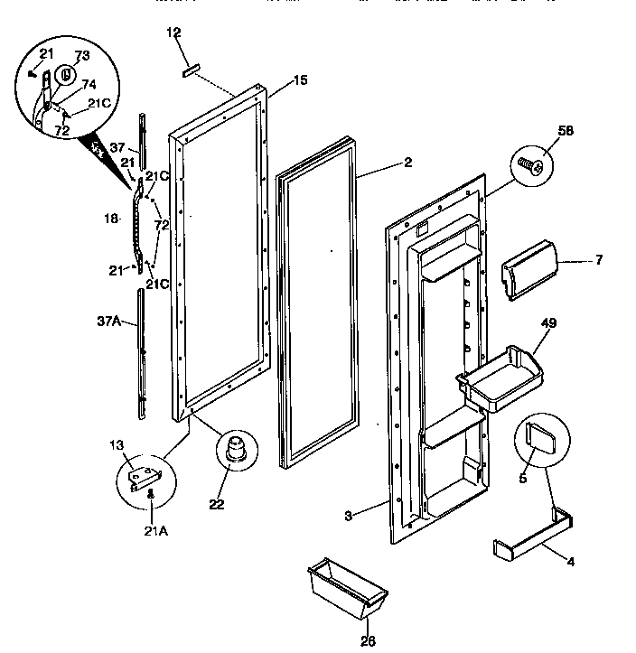 Kenmore 25348027890 fresh food door diagram