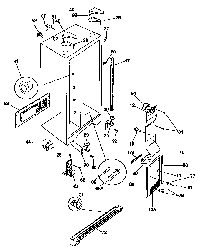 Kenmore 25348027890 cabinet parts diagram