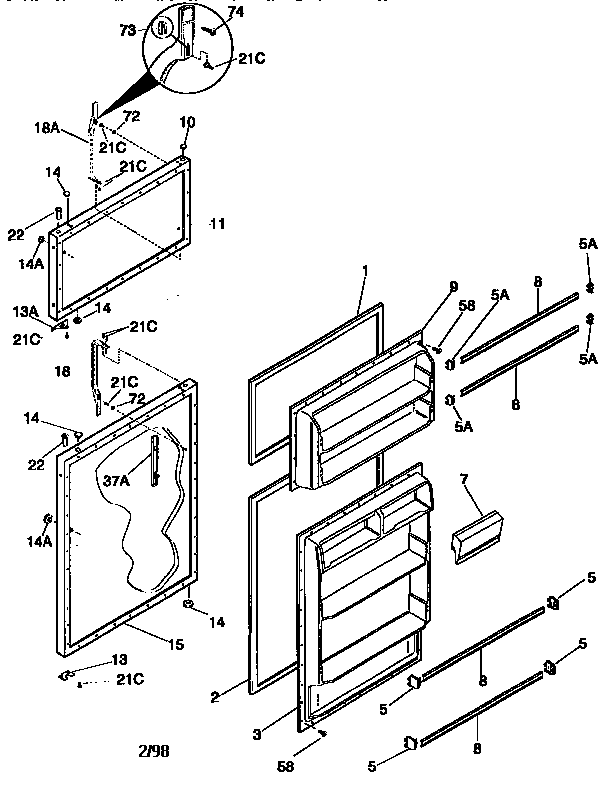 Kenmore 25369802891 doors diagram