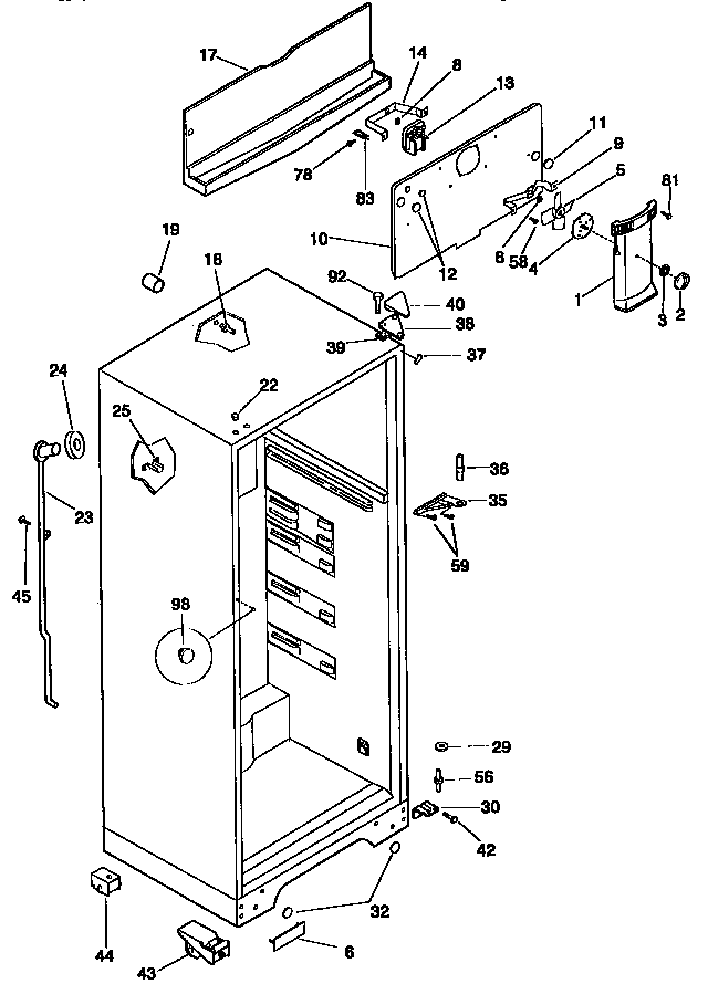 Kenmore 25369802891 cabinet parts diagram