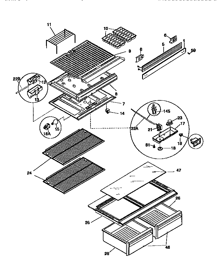 Kenmore 25379807891 shelves and accessories diagram