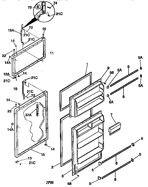 Kenmore 25337872891 fresh food and freezer doors diagram