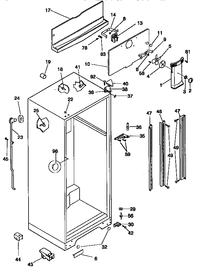 Kenmore 25337872891 cabinet parts diagram