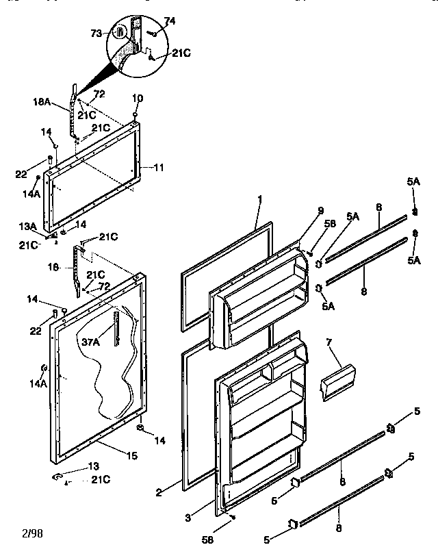 Kenmore 25337842891 doors diagram