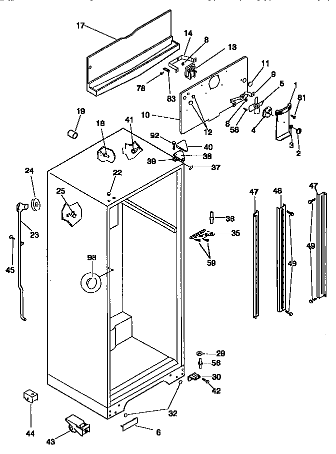 Kenmore 25337842891 cabinet parts diagram