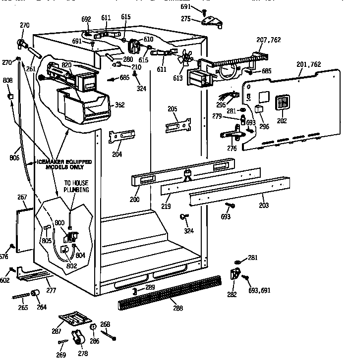 GE TBX19DIYLRWW cabinet parts diagram