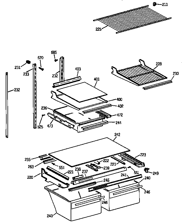 GE TBX19DIYLRWW shelf parts diagram